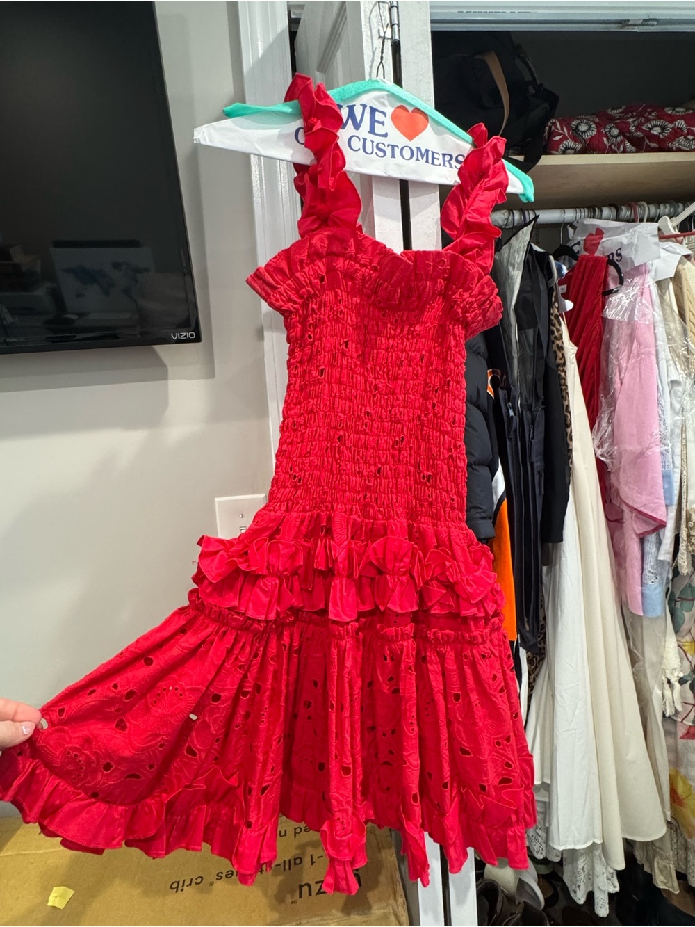 Waimari Red Ruffle Mini Dress - Picture 4 of 5